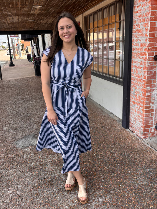 Blue Stripe Midi Dress