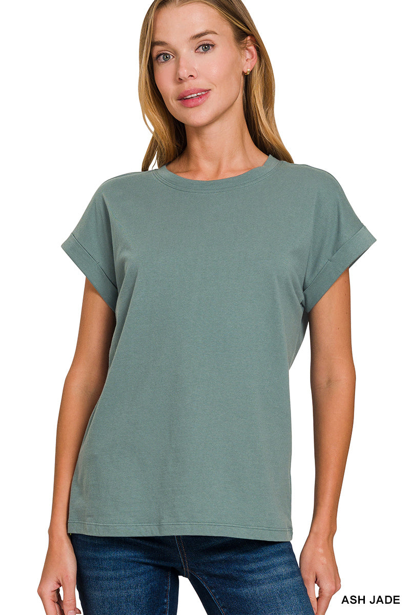 Cotton Folded Sleeve T-Shirt - Brazos Avenue Market 