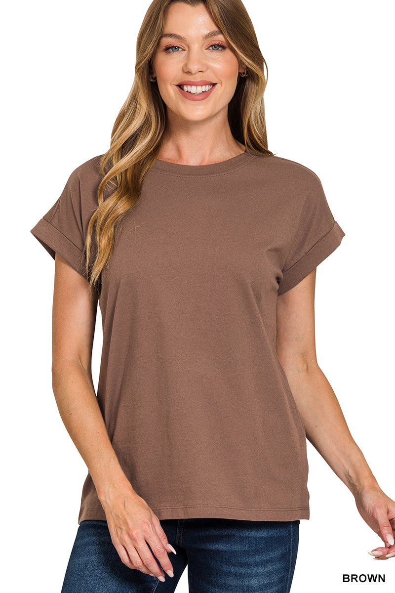 Cotton Folded Sleeve T-Shirt - Brazos Avenue Market 