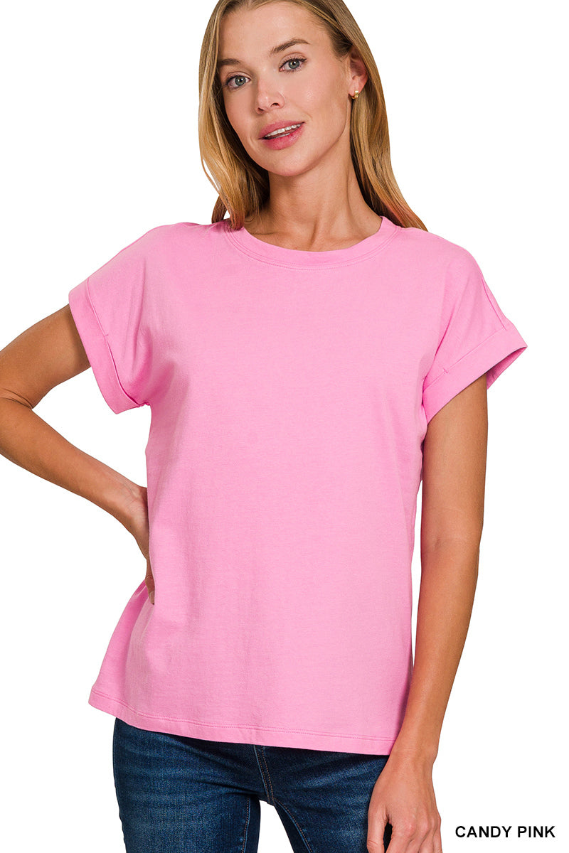 Cotton Folded Sleeve T-Shirt - Brazos Avenue Market 