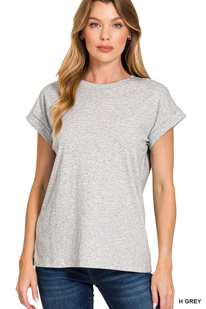 Cotton Folded Sleeve T-Shirt - Brazos Avenue Market 