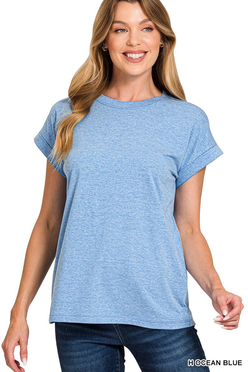 Cotton Folded Sleeve T-Shirt - Brazos Avenue Market 