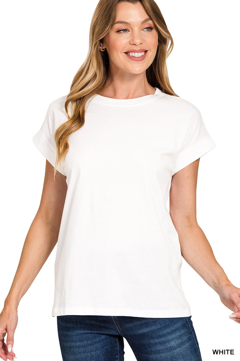 Cotton Folded Sleeve T-Shirt - Brazos Avenue Market 