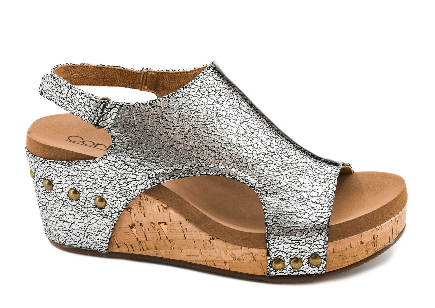 Carley Silver Crackle Wedge - Brazos Avenue Market 