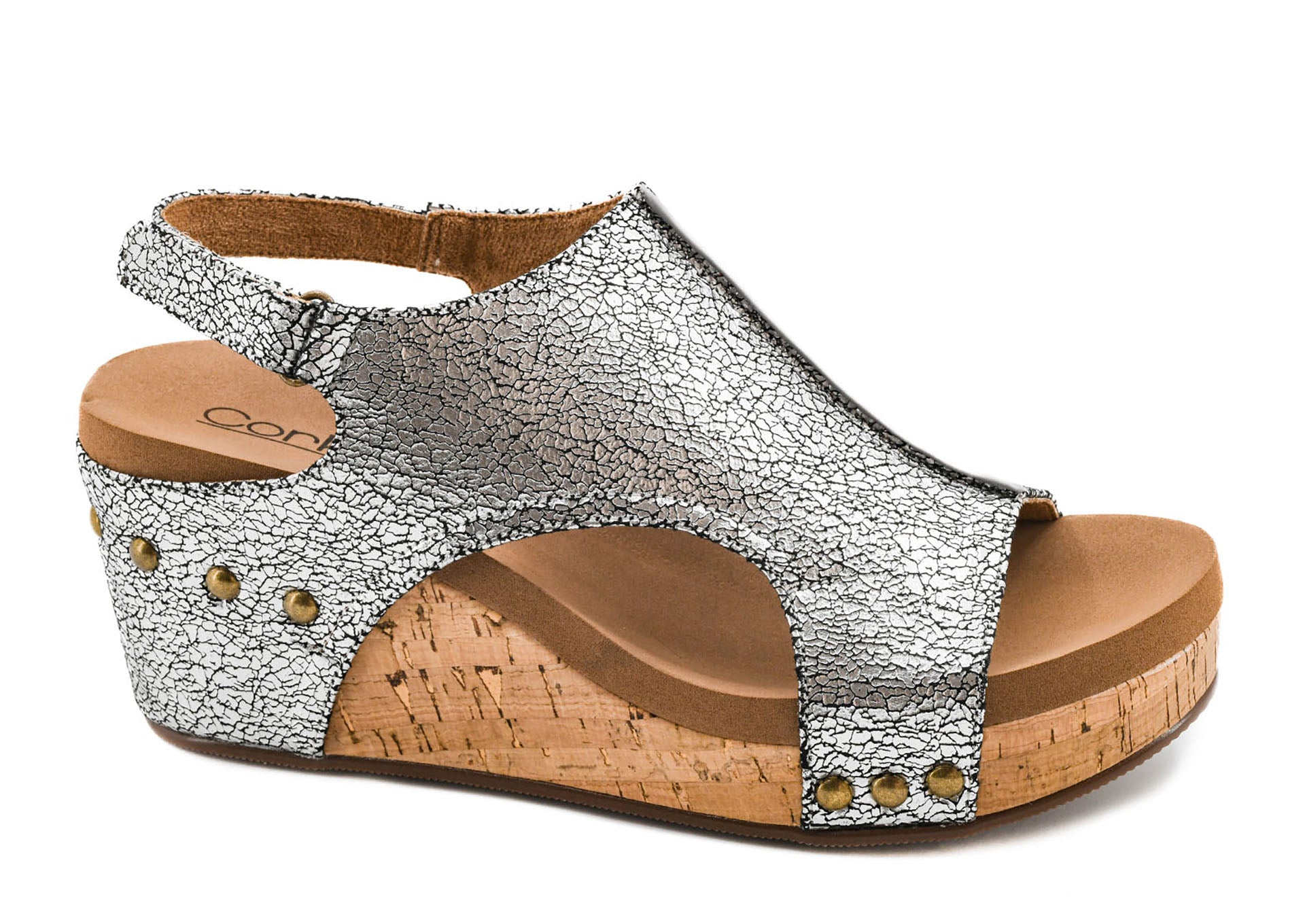 Carley Silver Crackle Wedge - Brazos Avenue Market 