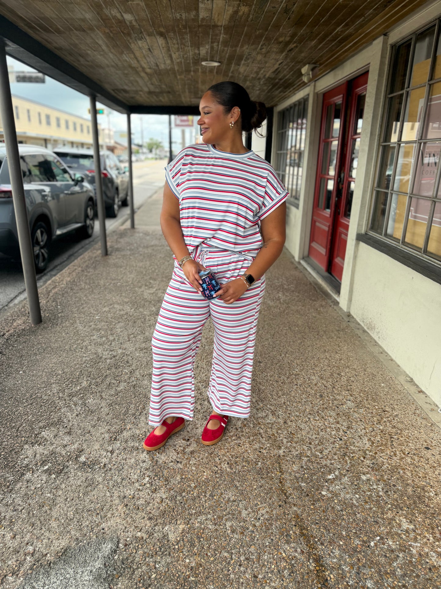 4th of July Ribbed Striped Lounge Set