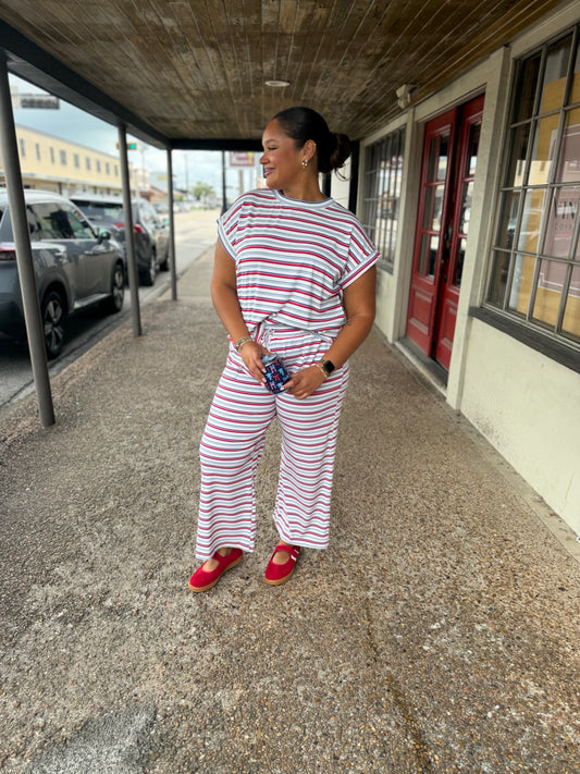 4th of July Ribbed Striped Lounge Set