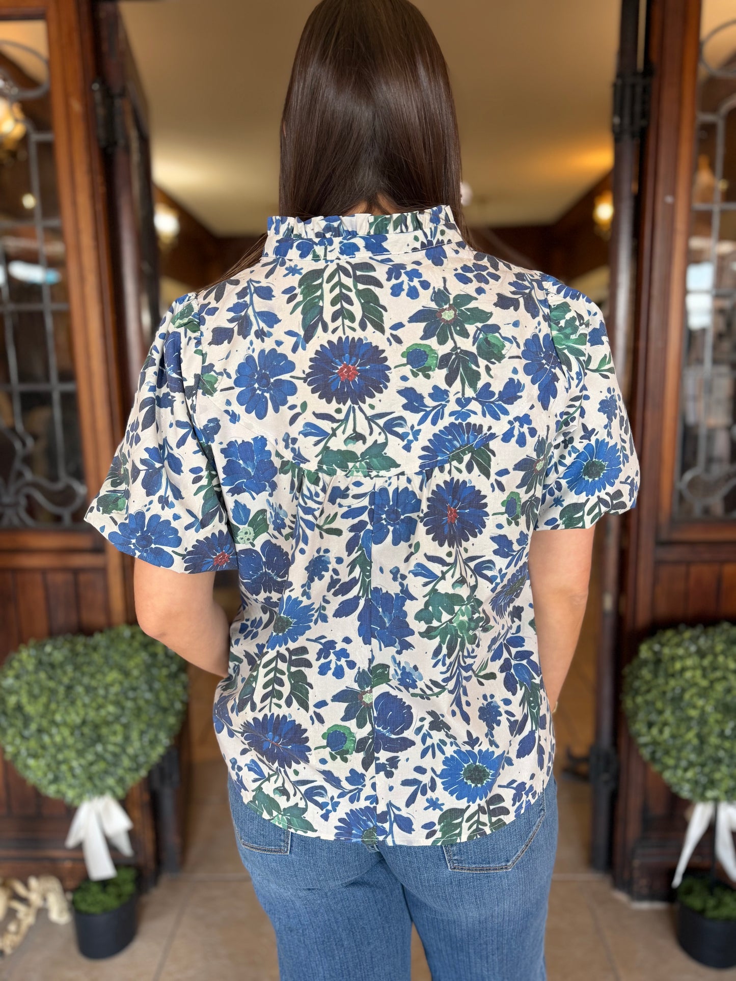 Fringe Detailed Floral Print Top - Brazos Avenue Market 