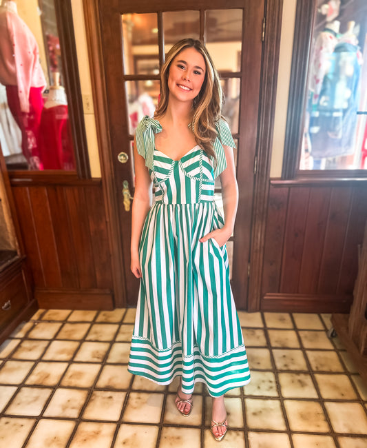 Green Stripe Maxi Dress