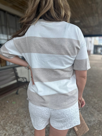White Quilted Shorts - Brazos Avenue Market 