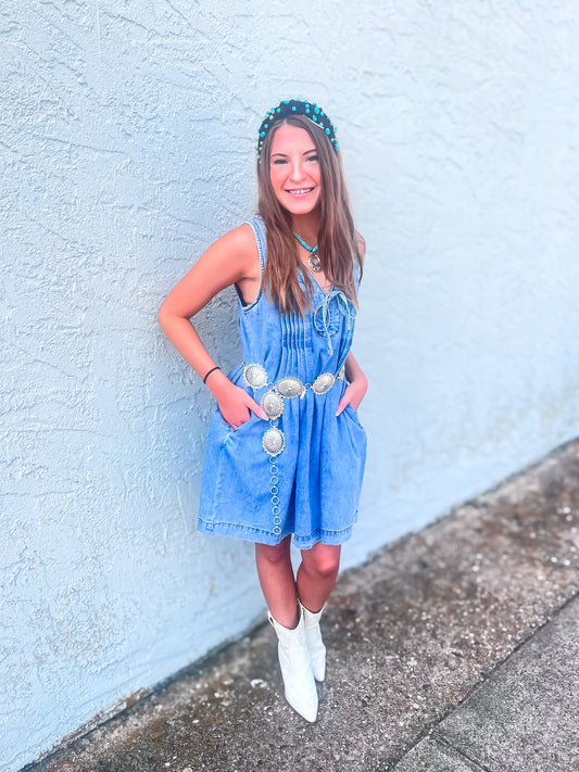 Blue Crush Mini Dress - Brazos Avenue Market 