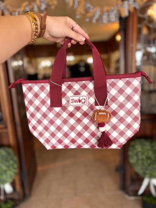 Gameday Gingham Maroon Lunch Bag