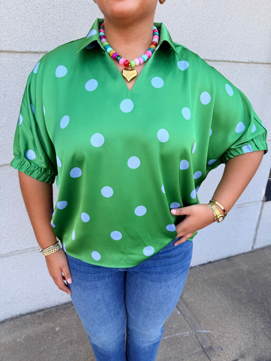 Polka Dot Satin Top