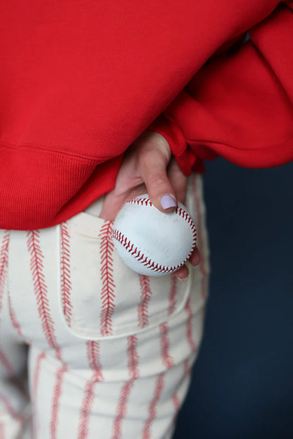 Baseball Stretchy Denim Pants - Brazos Avenue Market 