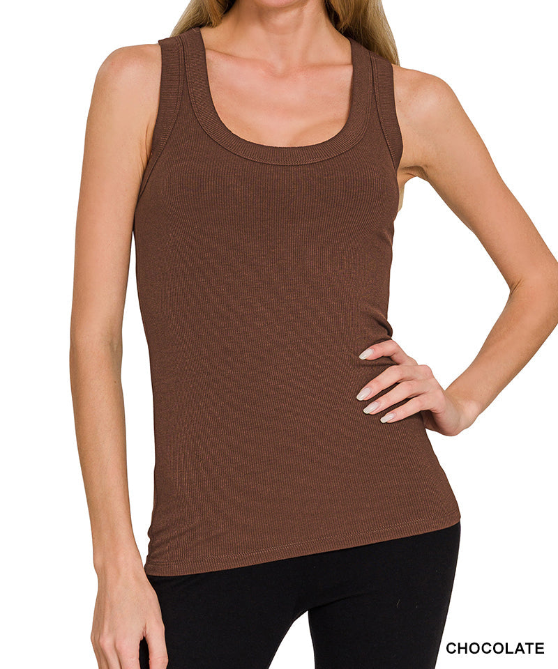 Ribbed Scoop Neck Tank Top