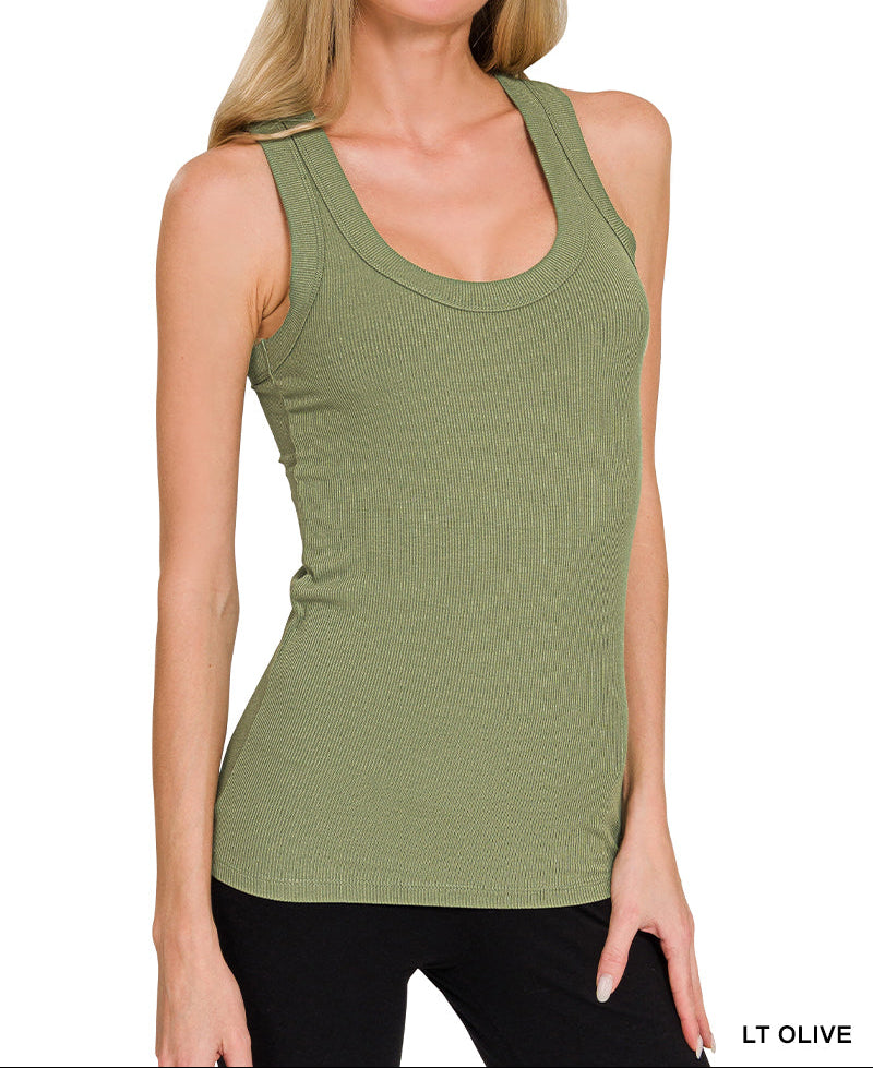 Ribbed Scoop Neck Tank Top