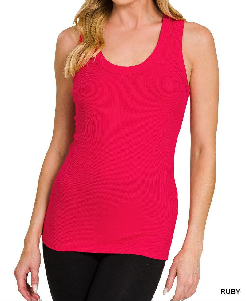 Ribbed Scoop Neck Tank Top