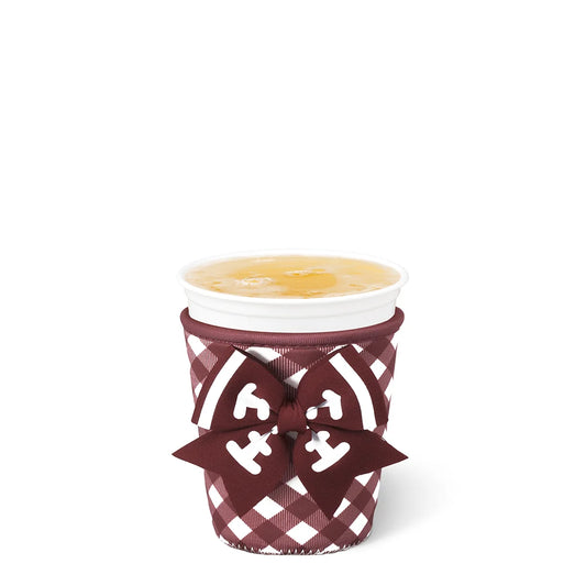 Small Iced Cup Coolie Maroon Gingham