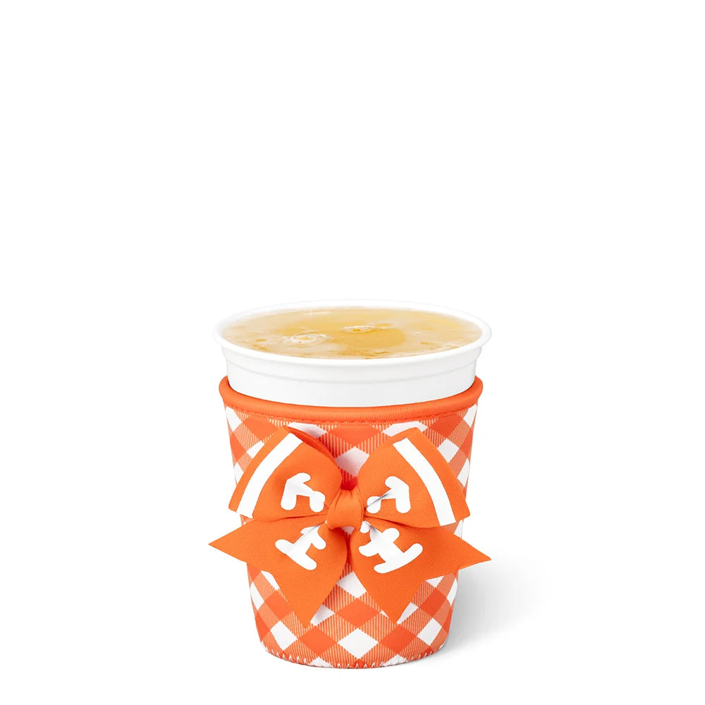 Small Iced Cup Coolie Orange Gingham