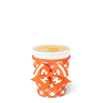 Small Iced Cup Coolie Orange Gingham