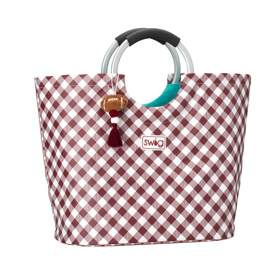 Loopi Tote Bag Gameday Gingham Maroon