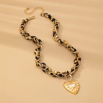 Double Cord Charm Necklace - Heart