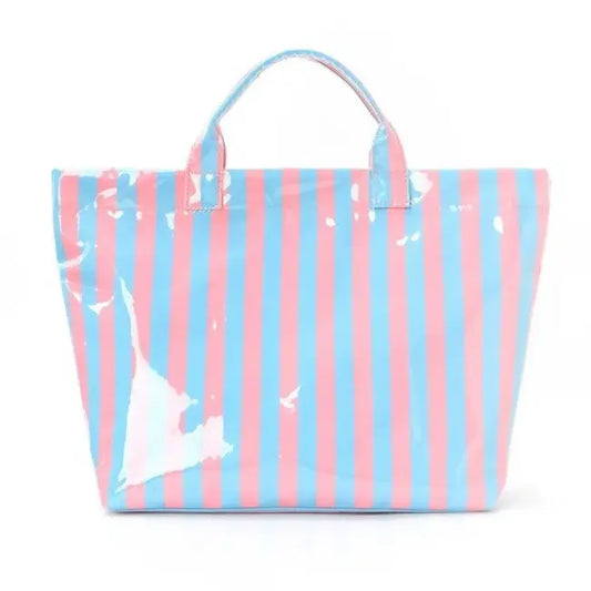 Large Striped Vinyl Tote Bags