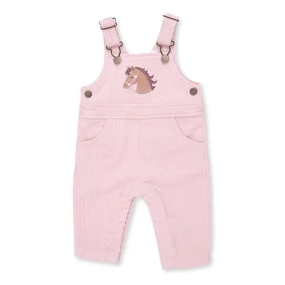 Veiled Pink Corduroy - Uni Old School Overall with Horse Applique