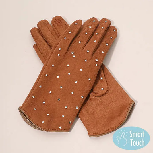 Rhinestone Embellished Smart Touch Winter Gloves