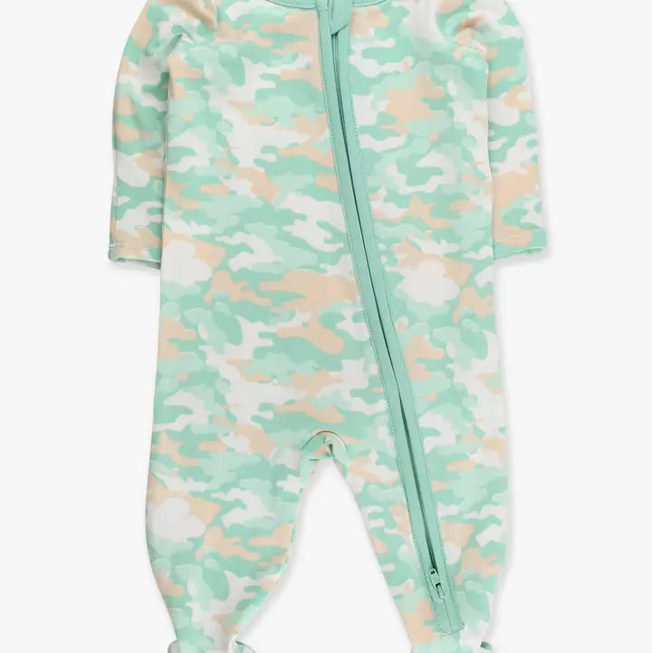 Softsnooze™ Baby Cotton Modal Sage Trail Camo Footed One Piece Pajama - Brazos Avenue Market 