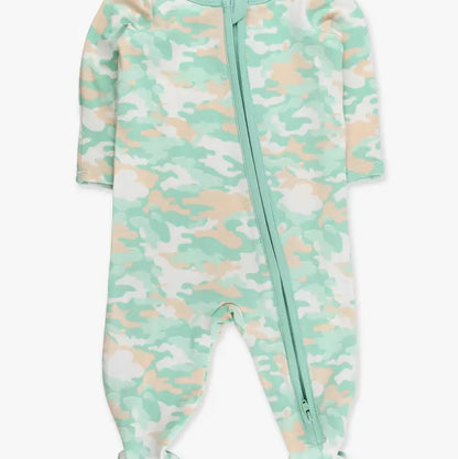 Softsnooze™ Baby Cotton Modal Sage Trail Camo Footed One Piece Pajama - Brazos Avenue Market 
