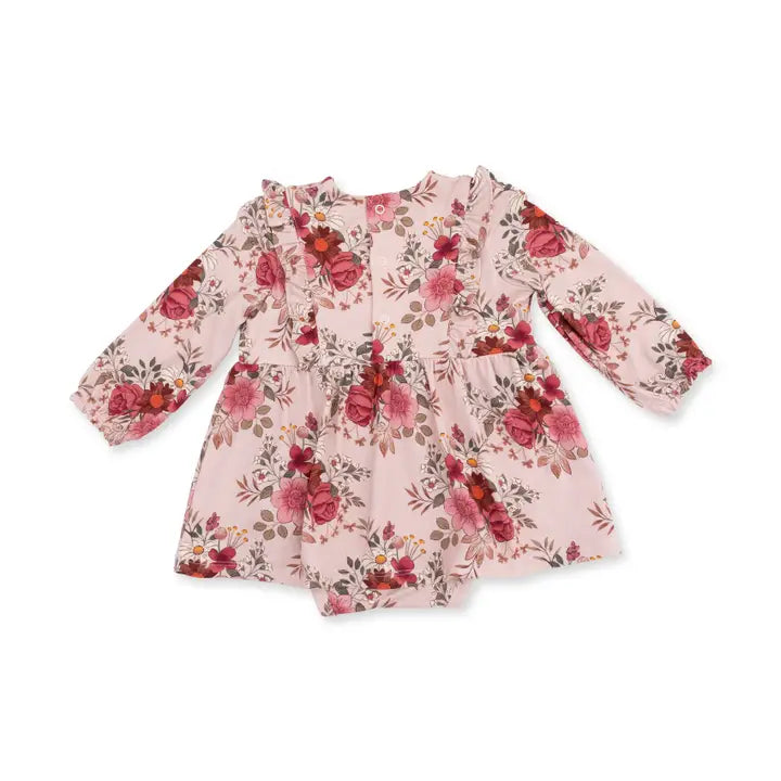 Sabrina Floral - Long Sleeve Ruffle Bodysuit Dress