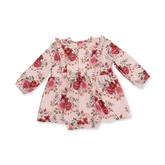 Sabrina Floral - Long Sleeve Ruffle Bodysuit Dress