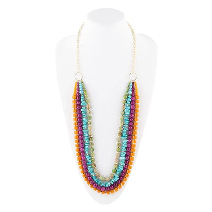 Bogota Mult-Stone Long Statement Necklace - Brazos Avenue Market 