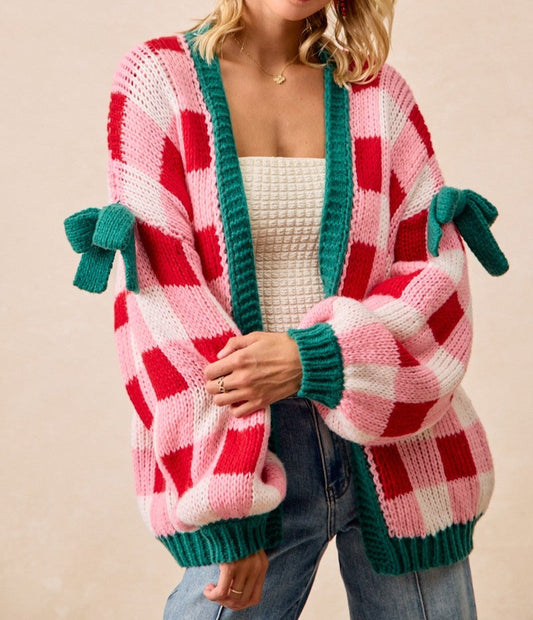 Christmas Theme Open Front Sweater Cardigan - Brazos Avenue Market 