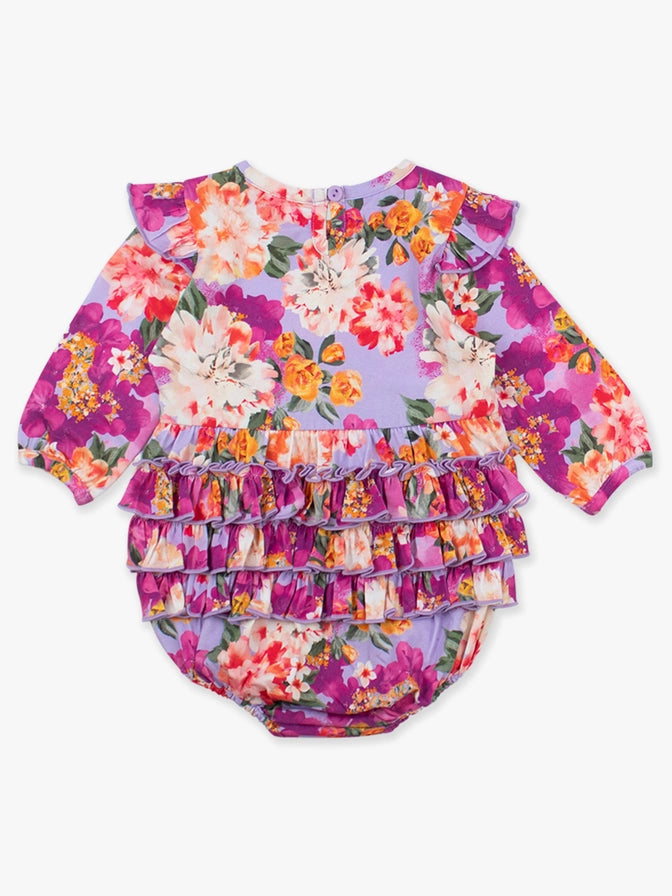 Baby Girls Lavender Valley Knit Long Sleeve Flutter Bubble Romper - Brazos Avenue Market 