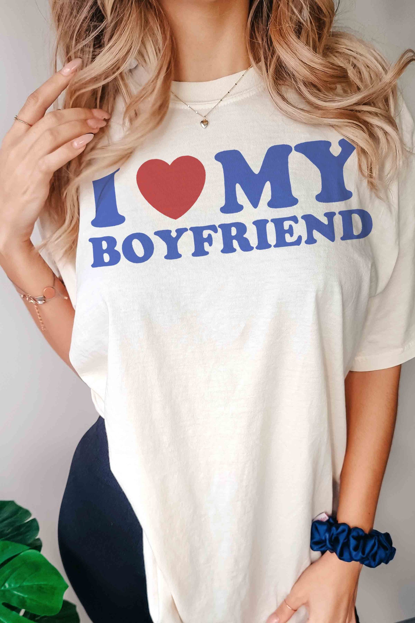 I Love My Boyfriend Oversized Graphic T-Shirt