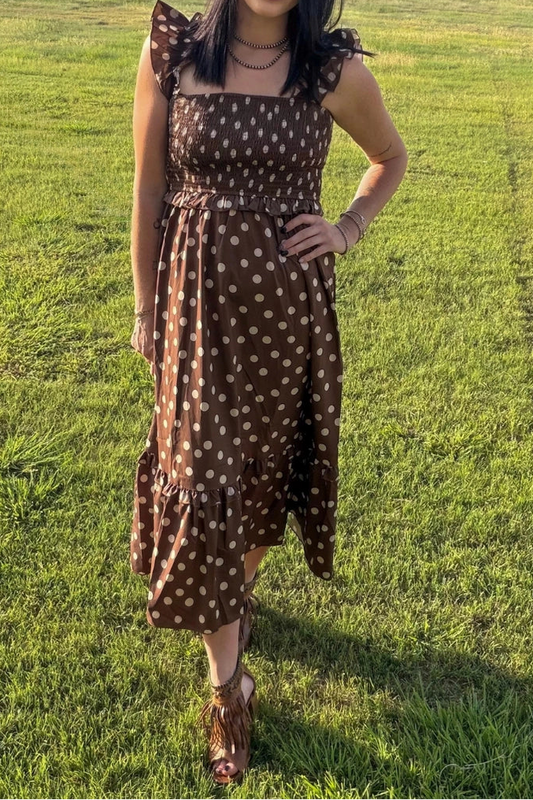 Mocha Dot Dress