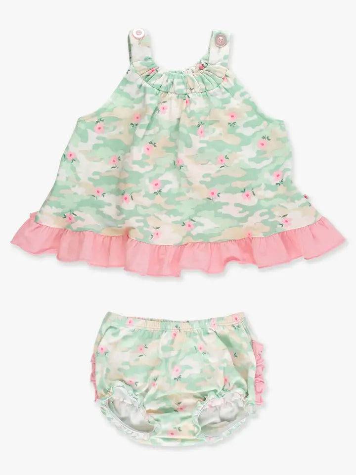 Baby Girls Sage Blossom Camo Knit Swing Top & Bloomer Set - Brazos Avenue Market 