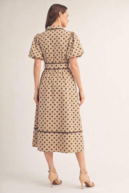Taupe & Brown Polka Dot Dress - Brazos Avenue Market 