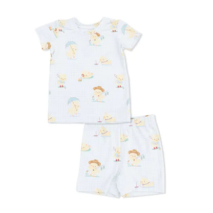 Vintage Spring Ducklings Green - Loungewear Short Set - Brazos Avenue Market 