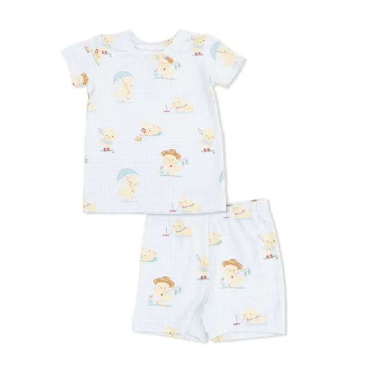 Vintage Spring Ducklings Green - Loungewear Short Set - Brazos Avenue Market 
