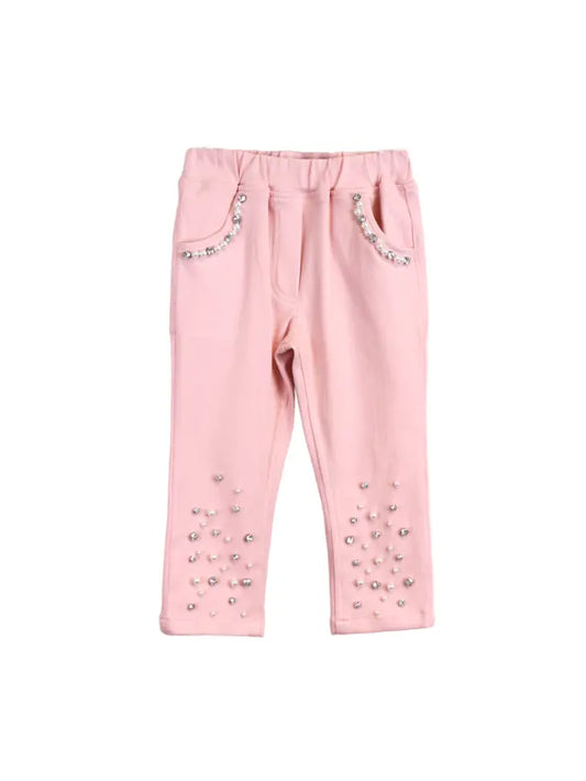 Pink Stretch Pants With Embellishments