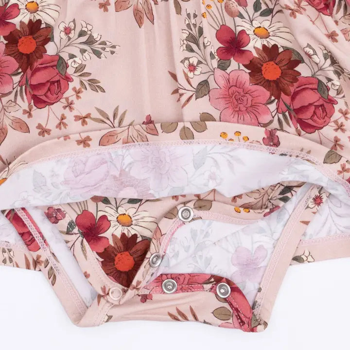 Sabrina Floral - Long Sleeve Ruffle Bodysuit Dress