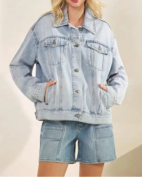 Classic Denim Jacket with Back Tiger Patch Print