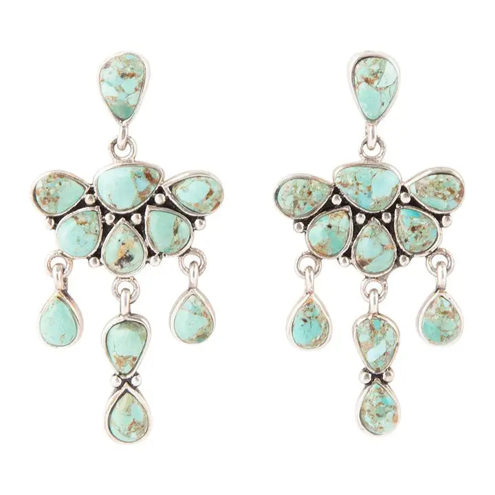 Durango Blue Turquoise Sterling Silver Post Drop Earrings - Brazos Avenue Market 