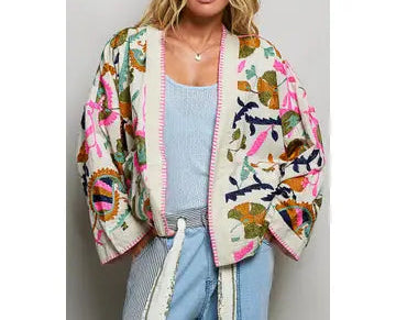 Stitch Embroidery Kimono Long Sleeve