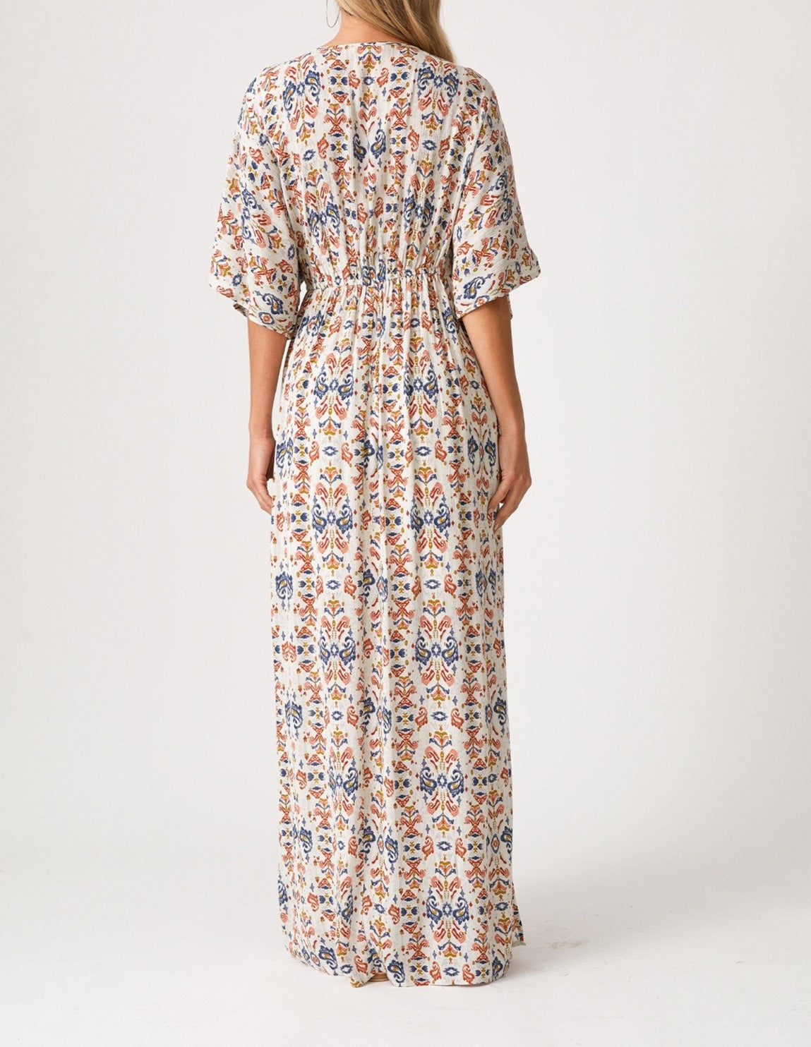 Bohemian V Neck Kimono Sleeve Maxi Dress