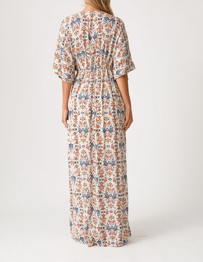 Bohemian V Neck Kimono Sleeve Maxi Dress - Brazos Avenue Market 