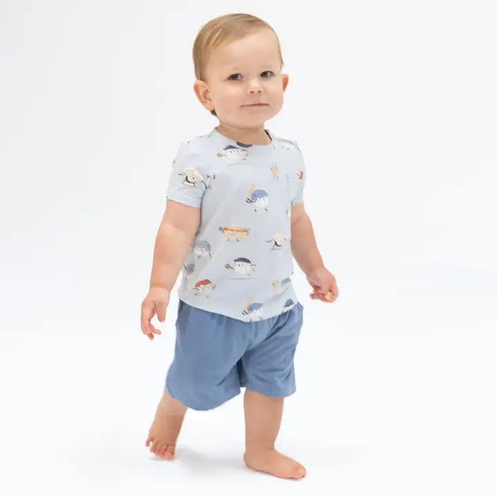 Baseballs Playing Baseball - Crew Neck Tee with Casual Short - Brazos Avenue Market 